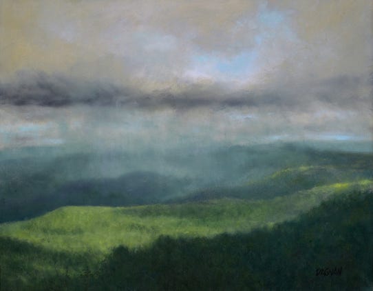 Rain Showers over mountains on the Blue Ridge Parkway painting by Gary Dagnan