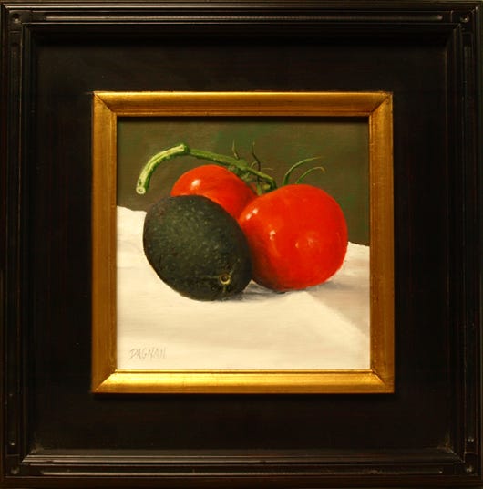 Painting of Avocado and Tomatoes