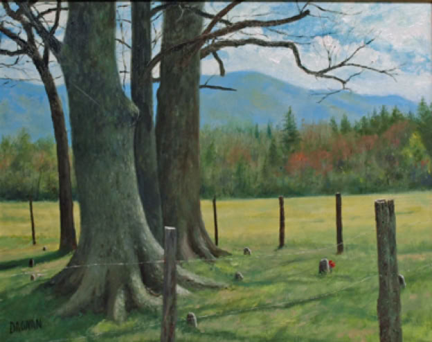 Painting of LeQuire Cemetary in Cades Cove