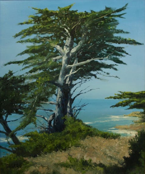 Painting of tree on the California cost